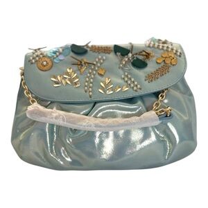 Chico's Embellished Aqua Clutch